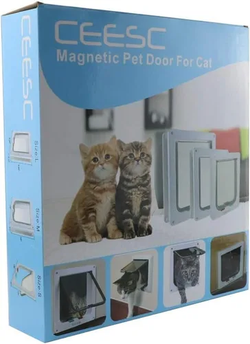 Miniatura 8 de CEESC Puerta magnética con solapa para gatos con cerradura de 4 vías para gatos, gatitos y gatitos, 3 tamaños y 2 opciones