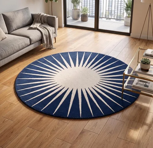 Miniatura 11 de Restoration and Renovation - Alfombra redonda moderna – Acolchada a mano con 100% lana de Nueva Zelanda, alfombra circular gruesa y suave para Negro
