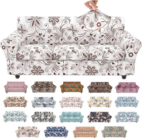 Miniatura 17 de Fundas elásticas para silla, fundas elásticas para sillón de 2 piezas, fundas de sofá lavables con diseño floral para sillón, protector de muebles