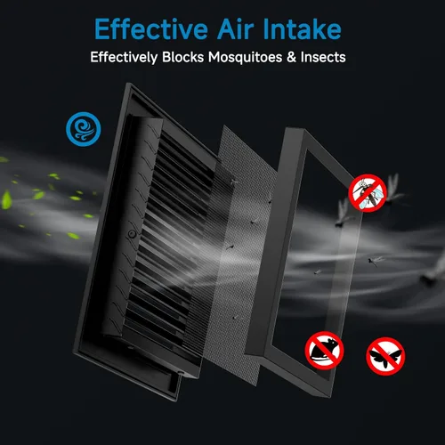 Miniatura 4 de Rejillas de ventilación de pared de 8 pulgadas de ancho x 8 pulgadas de alto, rejillas de ventilación Hon&Guan de aleación de aluminio a dos aguas