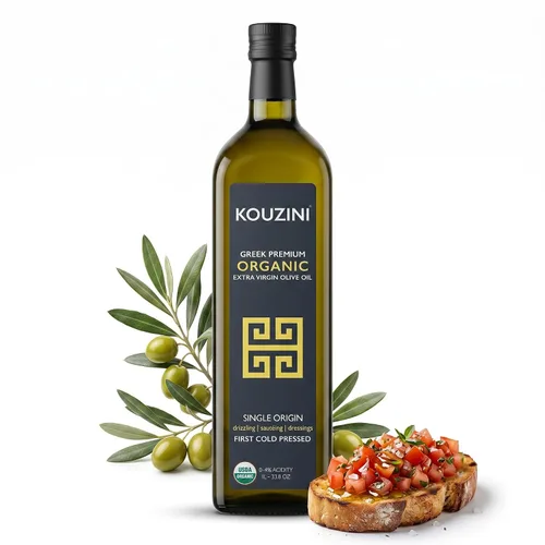 Kouzini Aceite de oliva virgen extra griego | Primero prensado en frío | Cosecha actual de 1 litro (34 fl oz) | Ganador del premio NYIOOC | Origen