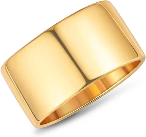 RLMOON Anillos de banda ancha chapados en oro o plata de 18 quilates de 0.472 pulgadas, anillo de pulgar para mujeres y hombres, grueso, simple,