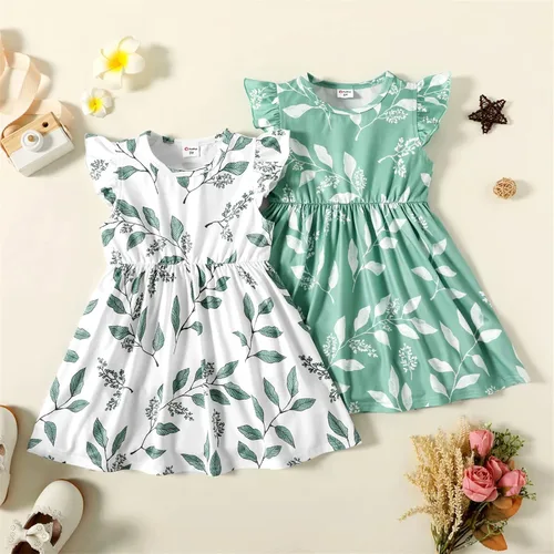 Miniatura 6 de PATPAT Vestidos para niña pequeña y bebé estampado de unicornio, manga con volantes, falda de dinosaurio para niños, 18-24 meses a 5-6 años