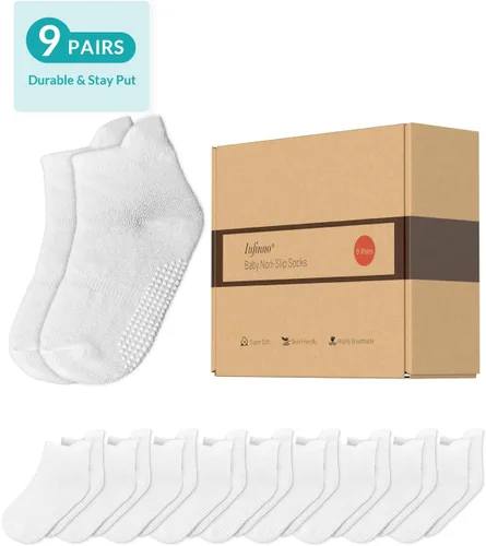 Miniatura 2 de Infinno Baby Non Slip Ankle Socks 9 Pairs - Toddler Socks with Grips for Kids, Infants Boys and Girls 6-24 Months, 1T-7T