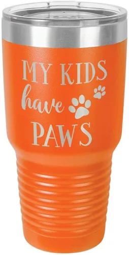 Miniatura 12 de Vaso grabado con texto en inglés "MY KIDS HAVE PAWS Engraved 30oz de acero con recubrimiento de polvo grabado con láser" taza de viaje de camello