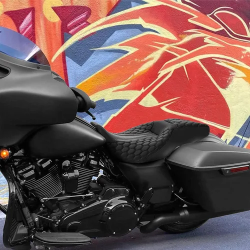 Miniatura 6 de Asiento de conductor, pasajero y piloto - SLMOTO Asiento de motocicleta de una pieza para 2 personas, compatible con Harley Touring Road King CVO