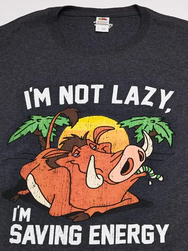 Miniatura 2 de Disney Camiseta con estampado de energía Lion King Pumba Not Lazy Saving para hombre