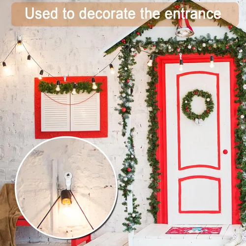 Miniatura 3 de DINGEE Ganchos con rosca - Ganchos de luz de acero inoxidable para luces de cadena en exteriores, ganchos pequeños blancos para patio, plantas