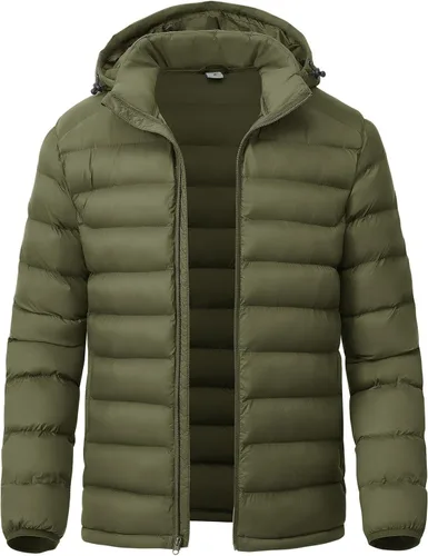 Miniatura 15 de YSENTO Men's Down Alternative Jackets Lightweight Water-Resistant Winter Insulated Puffer Coat Detachable Hood