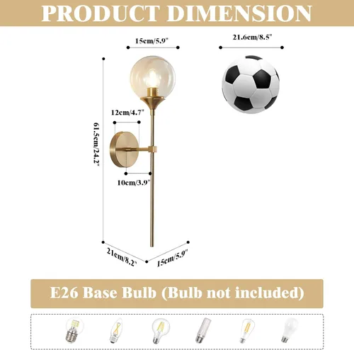 Miniatura 2 de KCO Lighting - Aplique de pared montado en la pared de latón cepillado dorado, lámpara de pared moderna de mediados de siglo, lámpara de pared Oro +