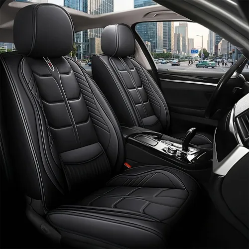 Miniatura 13 de URINOVET Funda de asiento de coche para Nissan Titan XD 2016-2023, funda de asiento delantero y trasero de 5 plazas, fundas de asiento de cuero