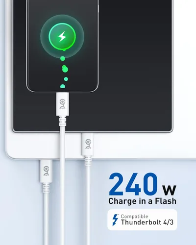 Miniatura 2 de Cable Matters Cable USB C de 240 W - 6.6 pies, hasta [carga de 240 W, 480 Mbps], sin soporte de video, cable de carga USBC/cable de carga USBC