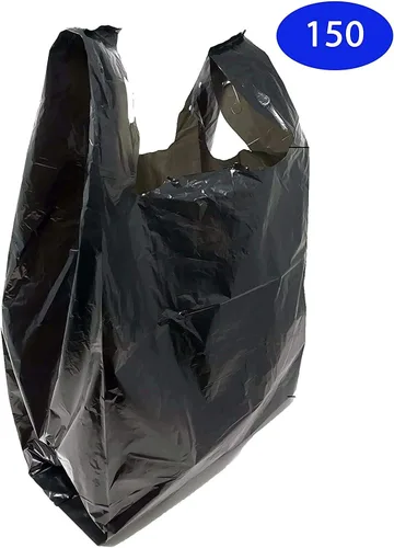 Miniatura 15 de Compras de comestibles Bolsas de plástico para camisetas lisas 12" x 7" x 21" (marrón, 150)