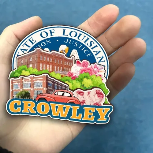Miniatura 4 de Crowley Louisiana USA America - Imán de madera para nevera, colección de madera 3D, hecho a mano, recuerdos de la ciudad, imán para nevera