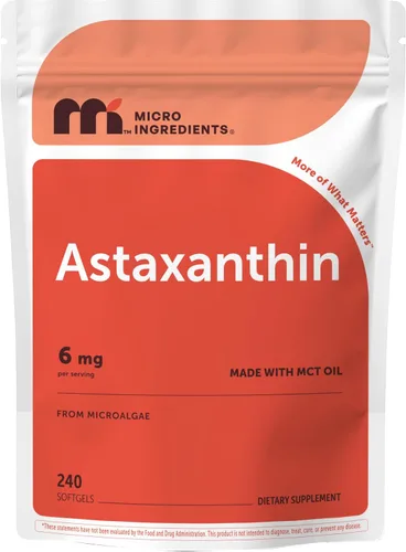 Miniatura 8 de Micro Ingredients Astaxantina de 6 mg con aceite MCT, 120 cápsulas blandas Suplementos antioxidantes de astaxantina premium* Fuente