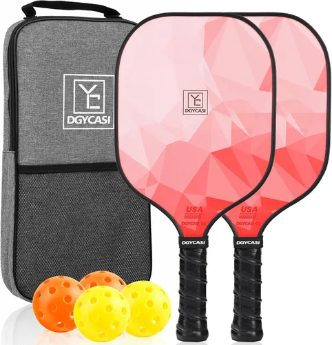 Miniatura 14 de YC DGYCASI Juego de 2 palas de pickleball aprobadas por USAPA 2026, raquetas ligeras de fibra de vidrio para pickleball, paquete de 2, 2 pelotas