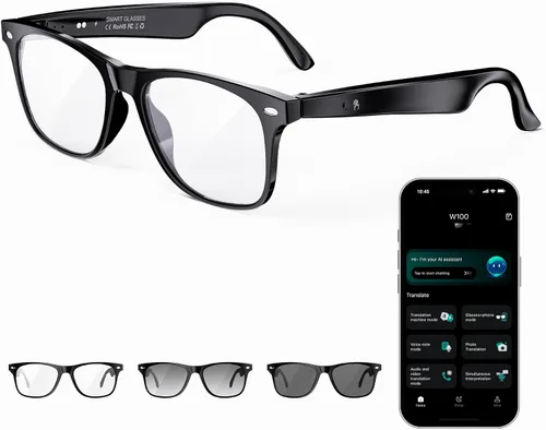 Lentes inteligentes AI para mujeres y hombres, lentes de sol Bluetooth con GPT de chat y 164 idiomas, gafas de traducción con lente de cambio de