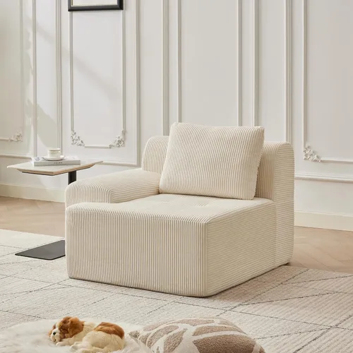Miniatura 3 de Modular Sectional Sofa with Movable Ottoman, 1 Seat Deep Seat Couch with 1 Pillow, Comfy Cloud Sectional Sofa for Living Room, Bedroom and Apartment