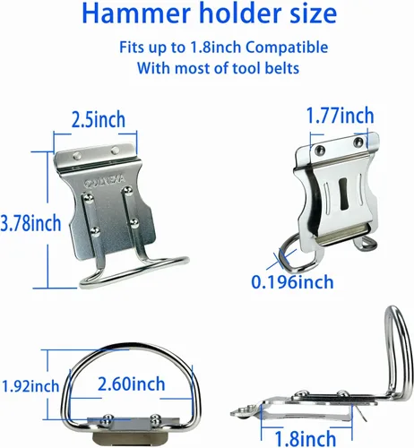 Miniatura 5 de Soporte para martillo, funda de taladro, funda de martillo de acero inoxidable, soporte de martillo para cinturón de herramientas
