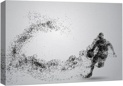Miniatura 19 de .Wall26, lienzo de pared con pintura de pelota de tenis sobre piso de cancha. Balón de fútbol