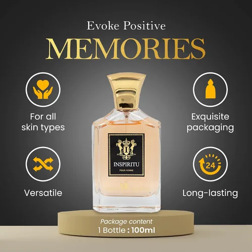 Miniatura 3 de Dumont INSPIRITU POUR HOMME – 3.4 oz – Perfume de lujo para hombres – Fragancia almizclada y masculina – Bruma de colonia de larga duración