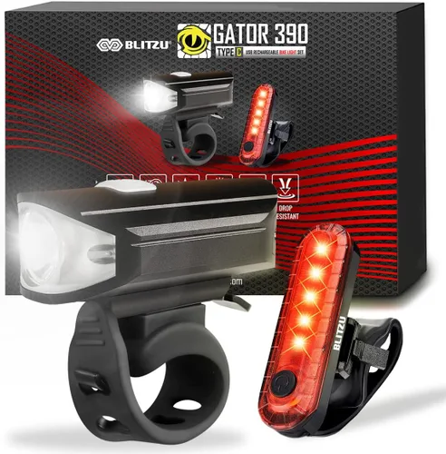 BLITZU Juego de luces recargables tipo C ultra brillantes para bicicleta, faros delanteros y traseros para bicicleta, accesorios de bicicleta para