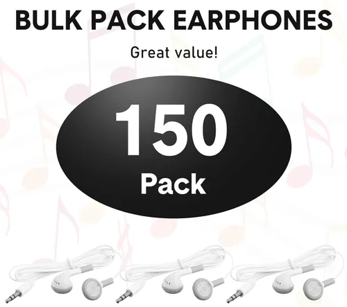 Miniatura 2 de Xuhal Paquete de 150 auriculares a granel con auriculares con cable con conector de 0.138 in, auriculares con cable a granel para teléfonos