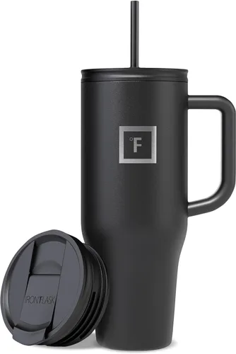 Miniatura 13 de IRON °FLASK Co-Pilot - Vaso aislante de 40 onzas con pajita y tapas abatibles - Botella con portavasos para bebidas frías o calientes - A prueba