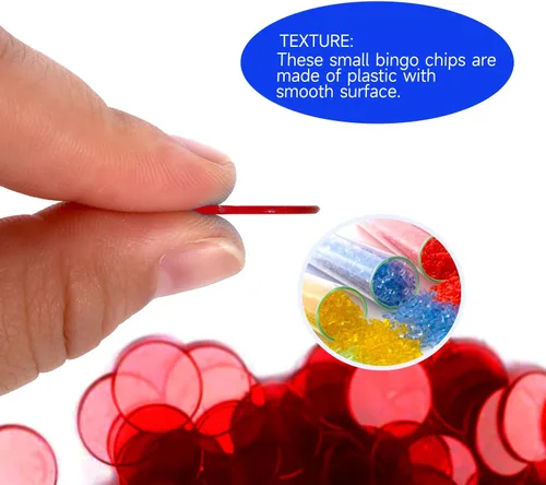 Miniatura 3 de GSE Games & Sports Expert Chips de bingo rojos, 500 fichas de conteo transparentes de alto contraste de 3/4 pulgadas para juegos de bingo, fiestas