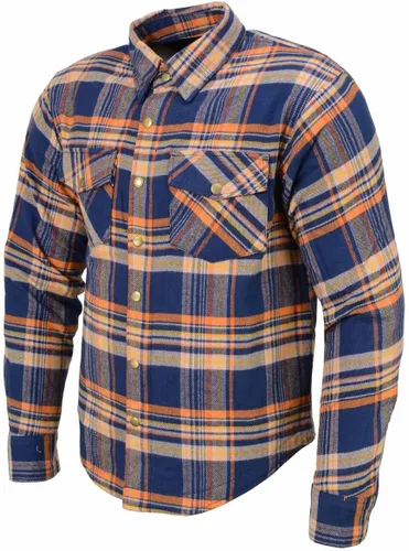 Miniatura 21 de Camisa de motociclista Milwaukee Leather para hombre, de franela a cuadros con fibra de aramida y armadura, Mediana MPM1654
