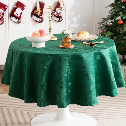 Miniatura 9 de joybest Mantel de Navidad rectangular de 60 x 84 pulgadas, mantel elegante de jacquard navideño de tela de poliéster para decoración de Navidad