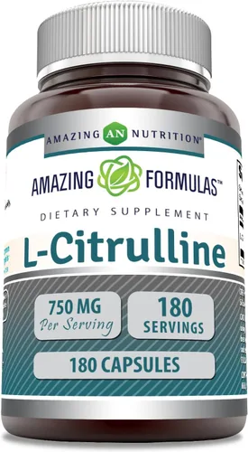 Amazing Formulas L-Citrulina Suplemento | 750 mg por porción | 180 cápsulas | Sin OMG | Sin gluten | Fabricado en Estados Unidos