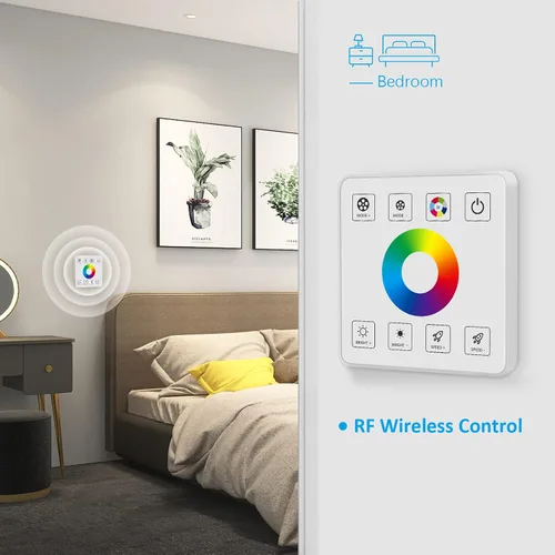 Miniatura 2 de RGBZONE Controlador LED RGB, control remoto inalámbrico RF, controlador de pared LED regulable para tiras de luz DC5V/12V/24V 30A 5050 3528 5630