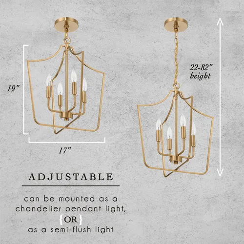 Miniatura 3 de Creative Co-Op Constance - Lámpara de techo estilo candelabro de metal cónico con 4 luces, color dorado cepillado