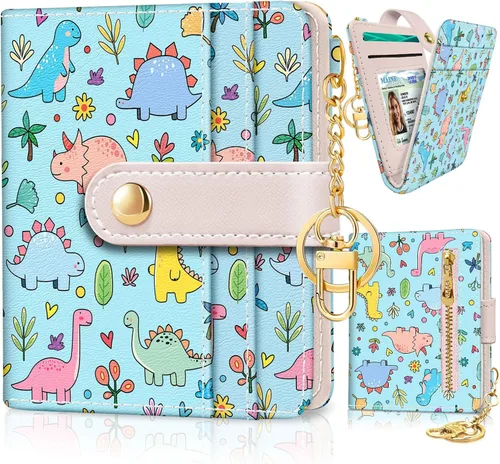 Miniatura 21 de Jogjam Cartera pequeña para mujer, Rfid delgada y compacta para tarjetas de crédito, billetera plegable de piel sintética, bolsillo con cremallera