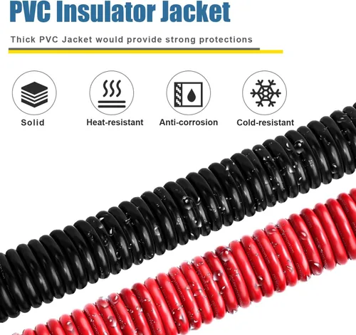 Miniatura 6 de Cable de alimentación de batería de 8 AWG - 5 pies rojo + 5 pies negro, cable de soldadura flexible de calibre 8 de alambre de cobre OFC
