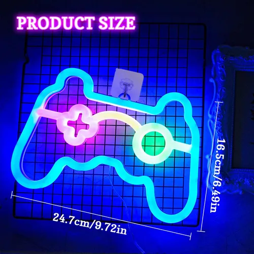 Miniatura 2 de Vicloon Letrero de Neón para Jugadores, Forma de Control de Gamepad - Luz de Pared LED USB/Batería para Decoración de Sala de Juegos, Regalos Retro