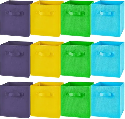 Miniatura 16 de Yinder 12 piezas Contenedor de almacenamiento cúbico, contenedores de almacenamiento de 11" para decoración de habitación, contenedores plegables