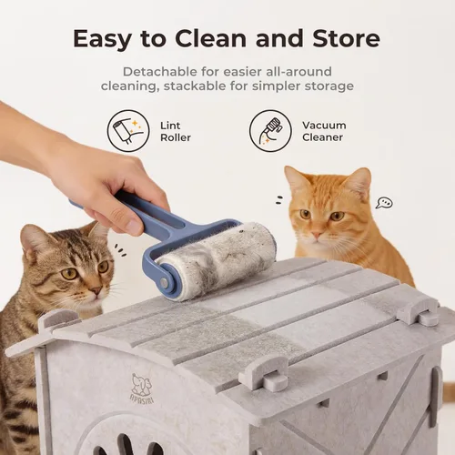 Miniatura 3 de Casas para Gatos de Interior: Casa Cueva de Fieltro para Gatos, Resistente a Arañazos, Cálida con Aislamiento y Cubierta, Tienda Refugio para Regalo