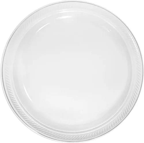 Miniatura 11 de Amscan Platos de plástico desechables redondos dorados – 7 pulgadas (paquete de 50) – Vajilla resistente para fiestas, eventos y uso diario Oro