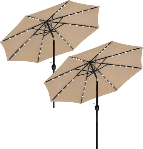 Miniatura 11 de HealSmart Sombrilla de patio de 7.5 pies con botón de inclinación/manivela, sombrilla de mesa al aire libre, 6 varillas resistentes para jardín