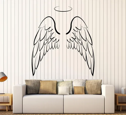 Vinilo grande de la pared de la etiqueta engomadas de la decoración del dormitorio de las alas del ángel (ig4107)
