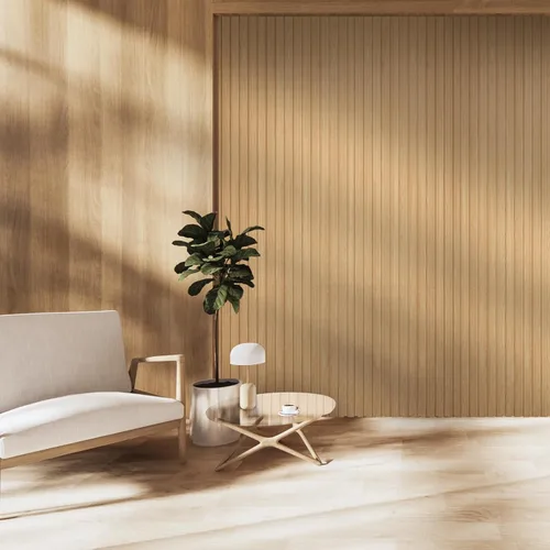 Miniatura 2 de OUZUGIE WPC Paneles de Pared de Lata Acústica, Paquete de 8 Paneles de Pared 3D de 96 x 6 Pulgadas para Decoración de Paredes Interiores, Sala