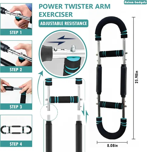 Miniatura 4 de Entrenador giratorio de brazo ajustable, barra de potencia de 40 a 130 libras para fuerza superior del cuerpo, equipo de entrenamiento portátil