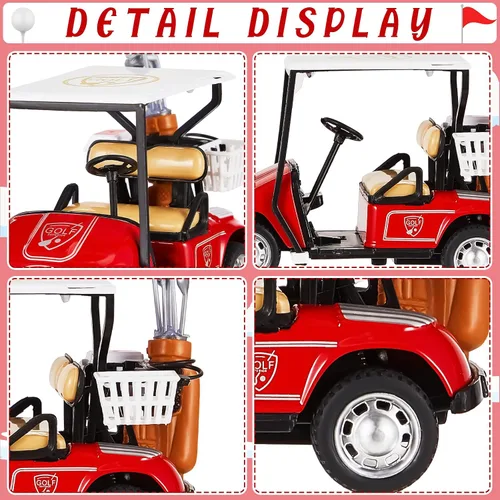 Miniatura 3 de Leitee 21 piezas de decoración de pastel de golf con mini carrito, bandera roja, bola, árbol verde, club, sombrilla de sol para decoración de pastel