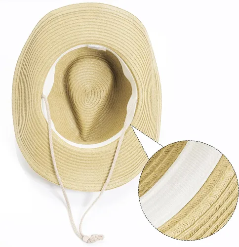 Miniatura 3 de Sombreros de vaquero de paja unisex para mujeres y hombres, sombrero de vaquero de playa occidental, sombrero de ala ancha para playa, Halloween