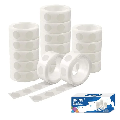 Miniatura 23 de UPINS 300 unidades de pegamento de puntos para globos, cinta adhesiva extraíble, 3 rollos de calcomanías de puntos de doble cara para decoración