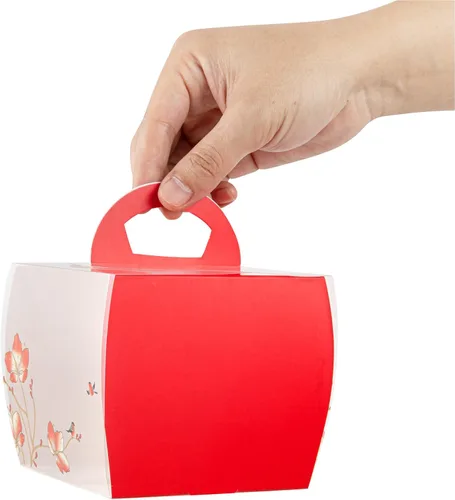 Miniatura 12 de Restaurantware - Cajas individuales para cupcakes de 4 x 4.25 pulgadas, 100 cajas de exhibición desechables para cupcakes - Con asa, acento de Rojo