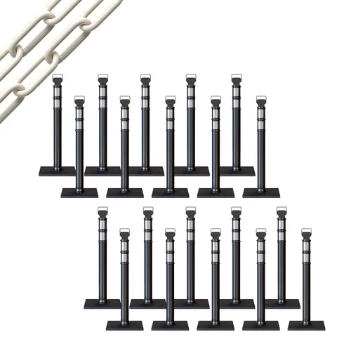 Miniatura 49 de Trafford Industrial - Juego de 20 postes de delineador de 45 pulgadas, collares reflectantes de 3 pulgadas, base de goma de 10 libras