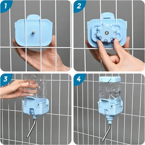 Miniatura 5 de Vannon Dispensador de Agua para Animales Pequeños para Jaula, Botella de Agua Automática de 25oz para Conejos, Chinchillas, Hurones, Cobayas, Gris